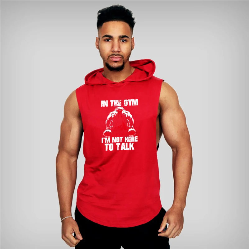 Mens Bodybuilding Hoodies Gym Fitness Running Sport Tank Tops Summer Cotton Breathable Pullover Hoody Casual Hip Hop T-shirts
