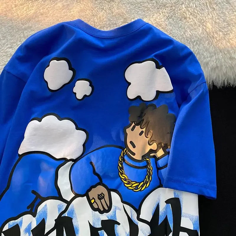 printed 100℅ cotton plus size top men clothing streetwear harajuku fashion graphic t shirts oversized anime tees funny women