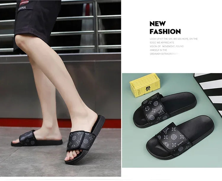 Men's Genuine Leather Sandals Comfortable Man Sandal House Slippers Man Summer Shoes Sale Genuine Mens Slipper Flip Flop Slides