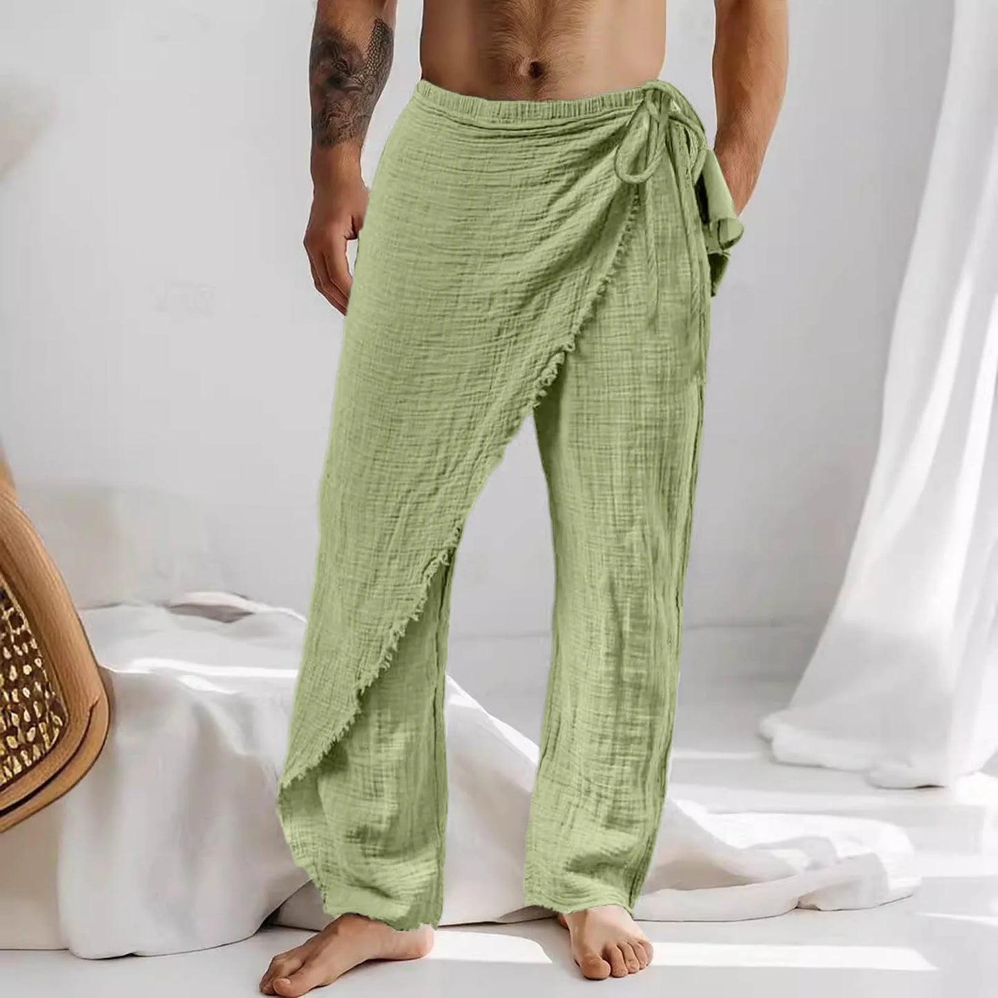 Men'S Casual Pants Men'S Breathable Loose Beach Cotton Patch Men Elastic Camping Hiking Fishing Climbing Outdoor Sports Trousers
