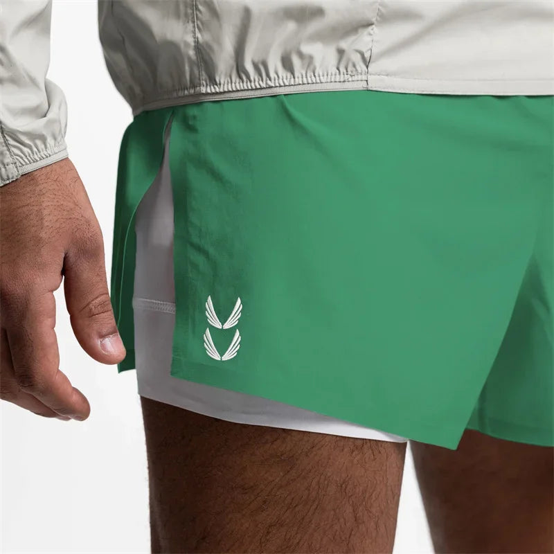 NEW Sports Shorts Men 2 In 1 Double-deck Shorts Summer Fitness sweatpants Jogging Running Shorts Elastic Woven casual shorts men