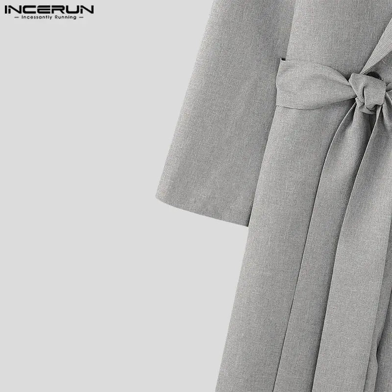 American Style Fashion Jumpsuit Casual Men's Suit Neck Double Breasted Jumpsuits Long Sleeved Casual Rompers S-5XL