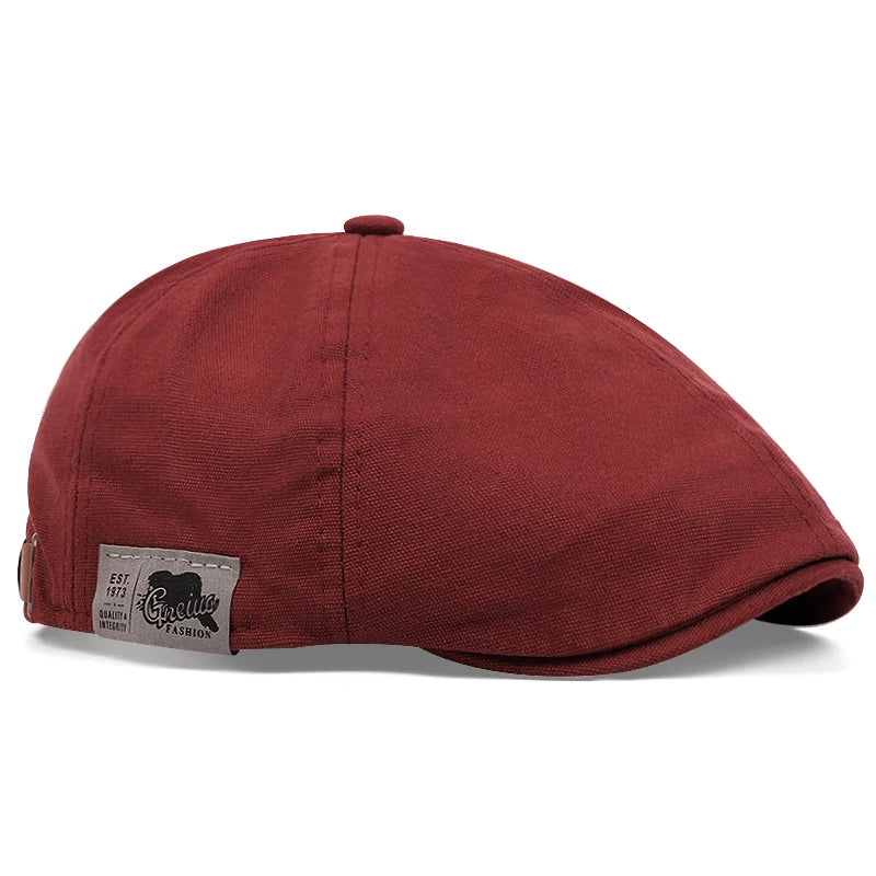 New Men's Vintage Linen Fashion Hip Hop Solid Beret Side Label 1973 Women's Hat Vintage Beanie Crowd Style Sun Beret