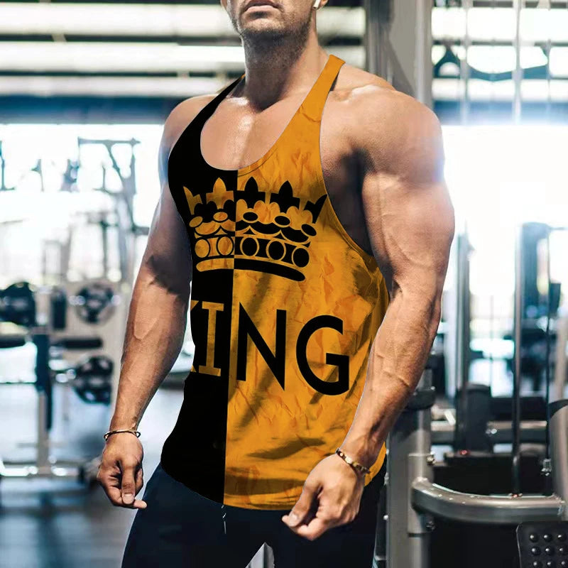 King Letter 3D Printed Tank Tops Summer Men's Casual Fashion Streetwear Oversized Sleeveless Tank Top Male Gym Vest Man Clothing