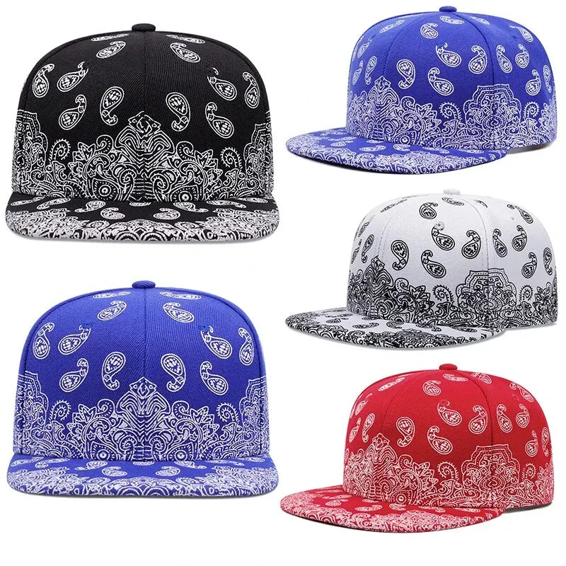 New Fashion West Coast Cashew Flower Printing Snapback Cap Outdoor Sun Men Woman Baseball Hat Adjustable