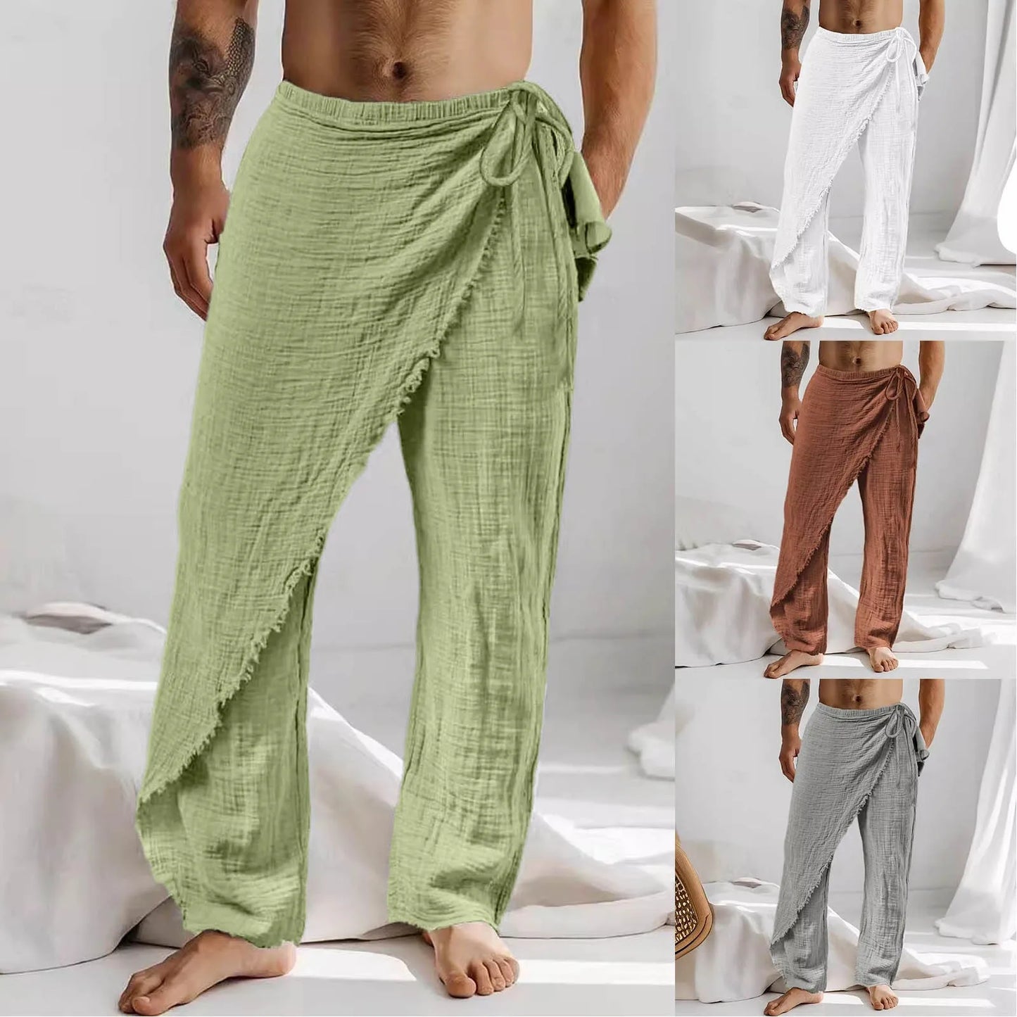 Men'S Casual Pants Men'S Breathable Loose Beach Cotton Patch Men Elastic Camping Hiking Fishing Climbing Outdoor Sports Trousers