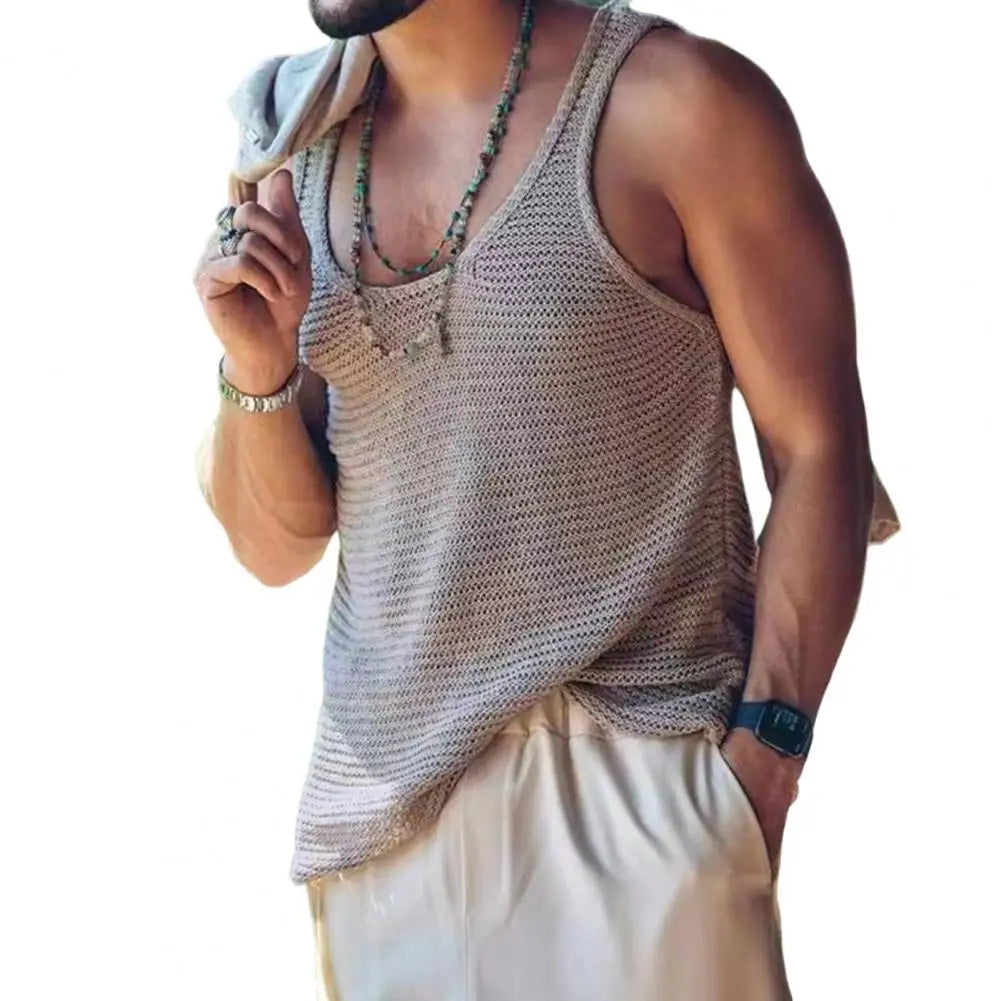 Chic Tank Top Simple Style Sports Sweat Absorption Streetwear Men Summer Vest
