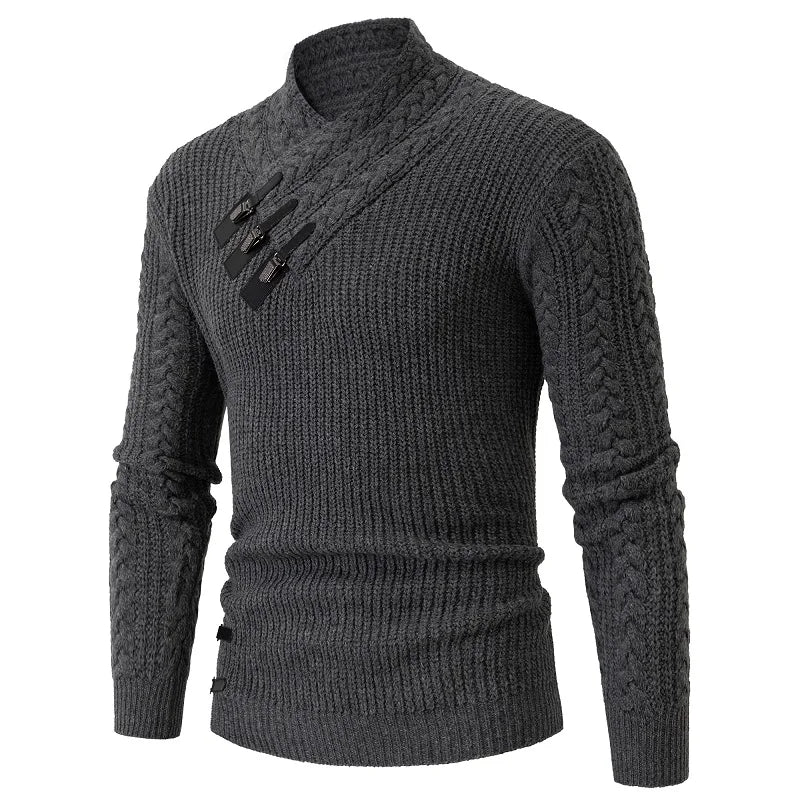 Autumn Winter Long Sleeved Knitted Sweater Men's Retro Solid Color Versatile Knit Pullover Sweaters Social Party Men Clothing