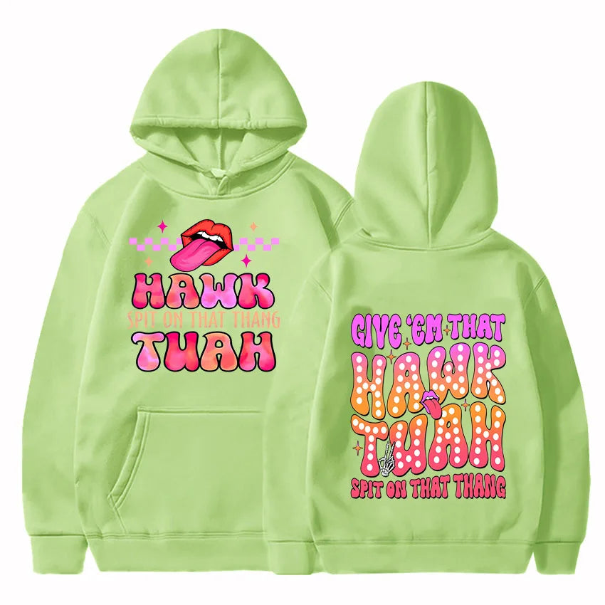 Men Hoodies Hawk Tuah Spit on That Thing Printing Clothing Women Hip Hop Sweatshirts Vintage Streetwear Round Neck Long Sleeve