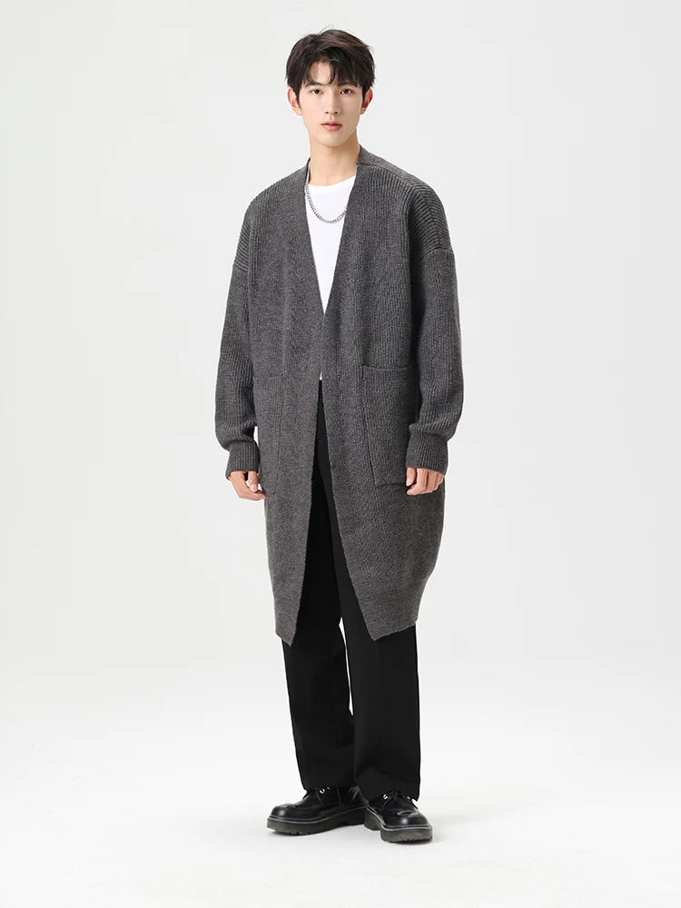 Mens Cardigan Sweater Long Autumn Winter Sweaters Knited Open Front with Deep Pockets Soft Touch 2024 Long Cardigan Coats Men