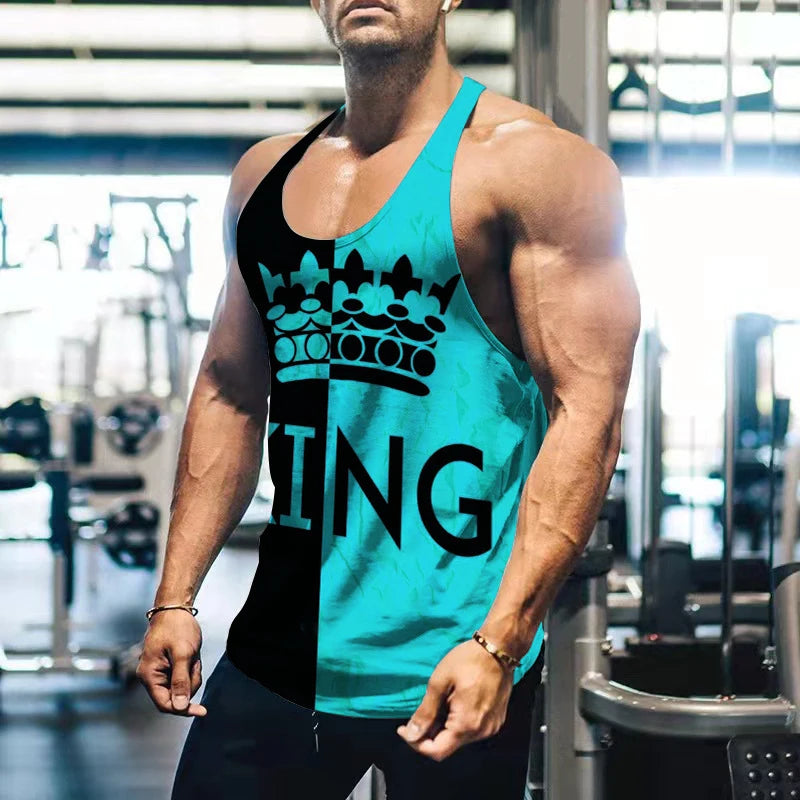 King Letter 3D Printed Tank Tops Summer Men's Casual Fashion Streetwear Oversized Sleeveless Tank Top Male Gym Vest Man Clothing