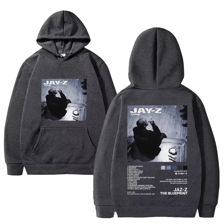 Hot Rapper Jay-z Album Print Hoodie Unisex Autumn Winter Hip Hop vintage streetwear Men Women oversized Fleece Loose Sweatshirt