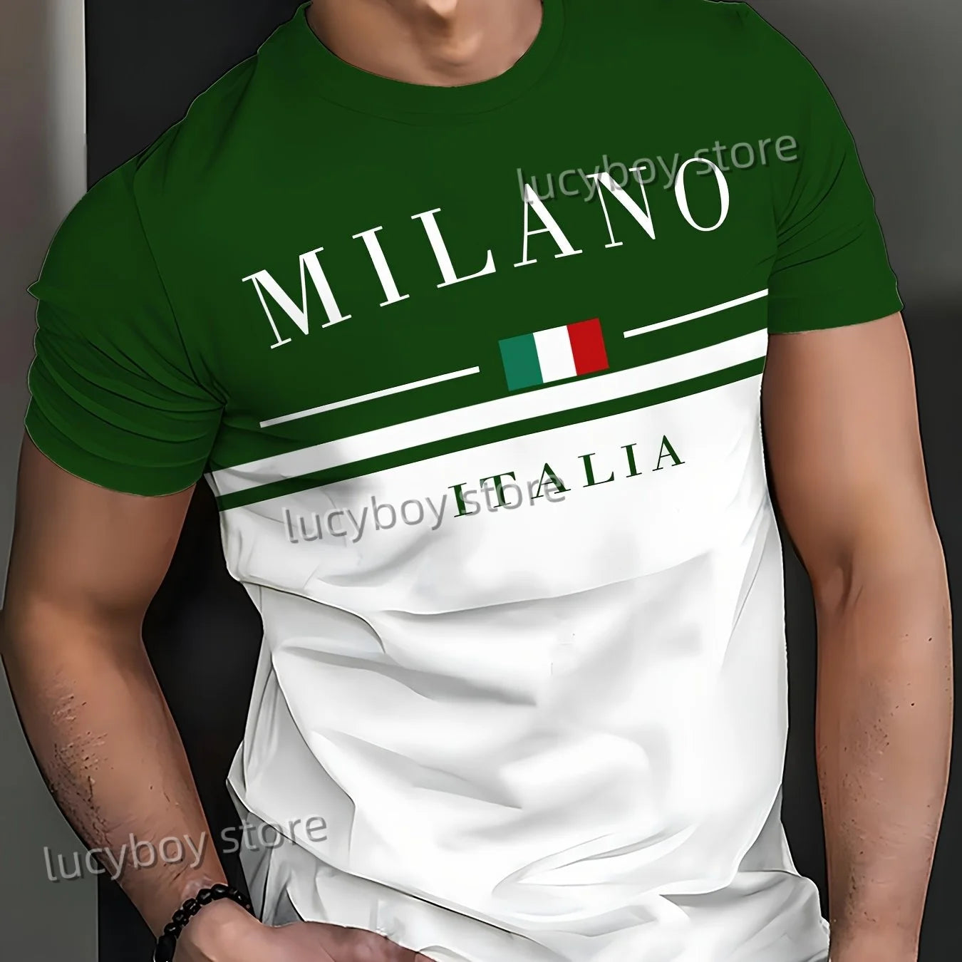 Men MILANO ITALIA Print American Style T-Shirt Man Short Sleeve Round Neck sport Tee Vintage Basketball T-shirt Men Clothes