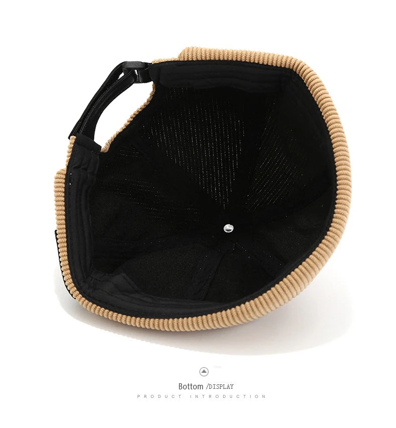 Bocca Letter Corduroy Docker Cap Without Visor Label Design Brimless Caps Warm Winter Autumn Thickening Dome Beanie Hat Vintage