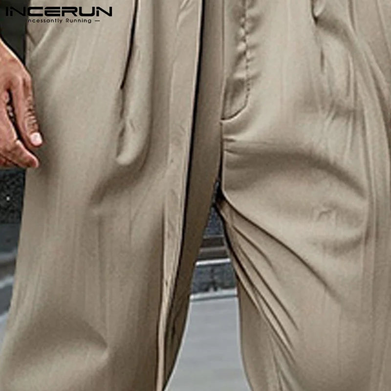 American Style Fashion Jumpsuits Men's Simple Solid All-match Rompers Streetwear Hot Sale City Walk Bodysuits S-5XL