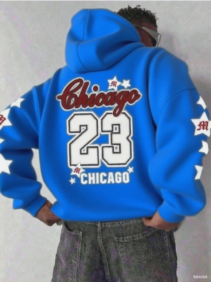 Men's hooded sweatshirt autumn/winter men's Chicago 23 pattern hoodie men's unisex pullover hip-hop style women's hoodie top