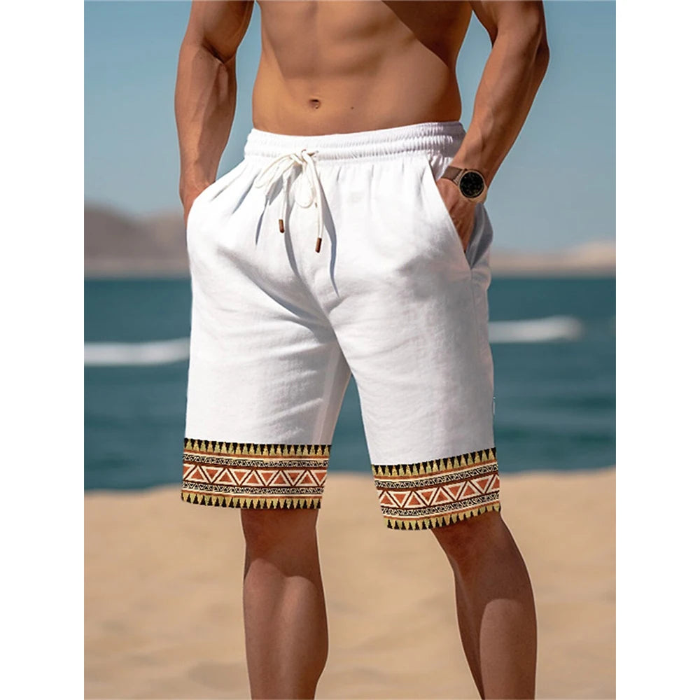 Ethnic Style 3D Print Beach Shorts Men's Vintage Casual Board Shorts Male Swimming Trunks Kids Short Pants Man Swimsuit Clothing