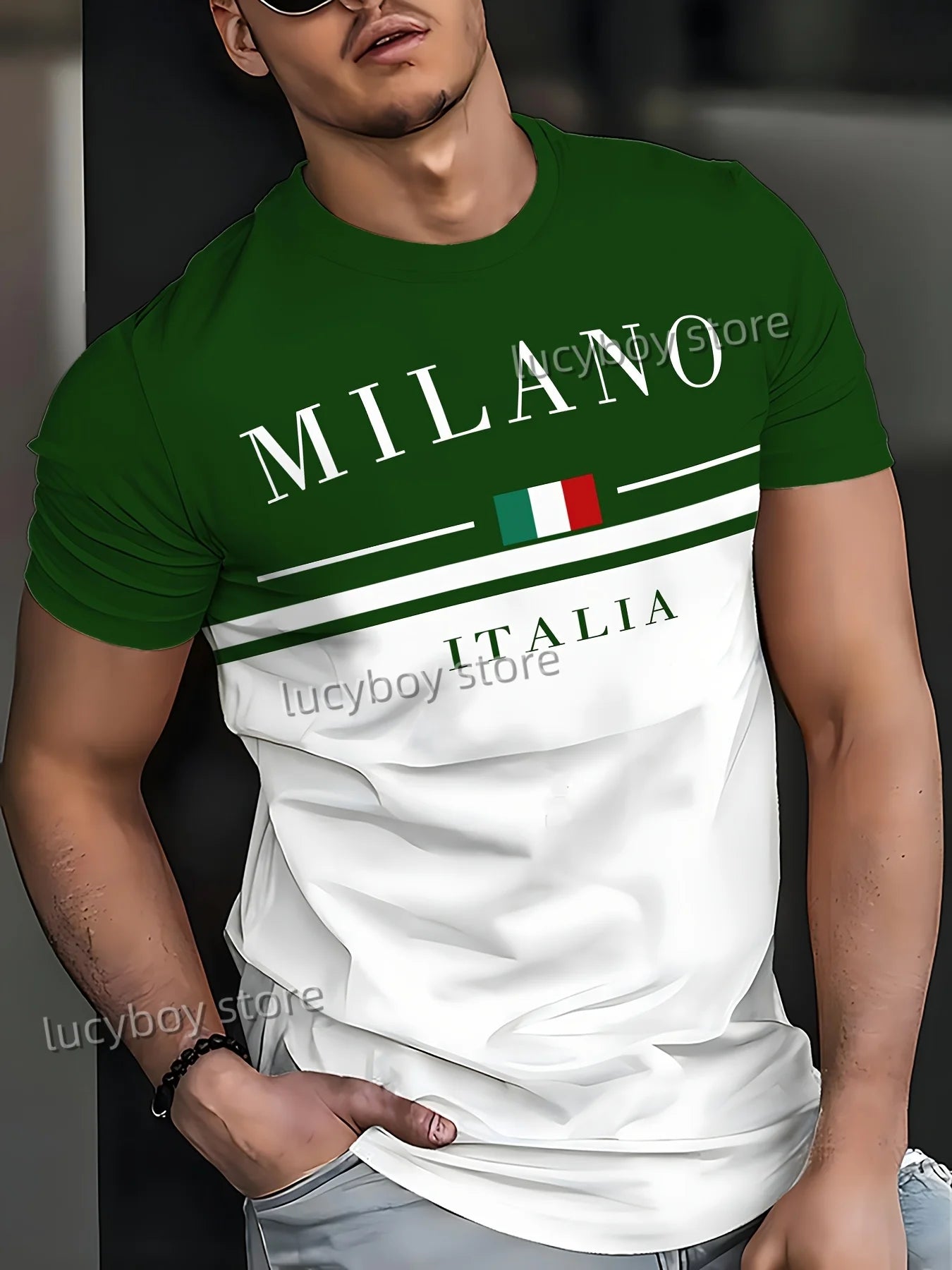 Men MILANO ITALIA Print American Style T-Shirt Man Short Sleeve Round Neck sport Tee Vintage Basketball T-shirt Men Clothes
