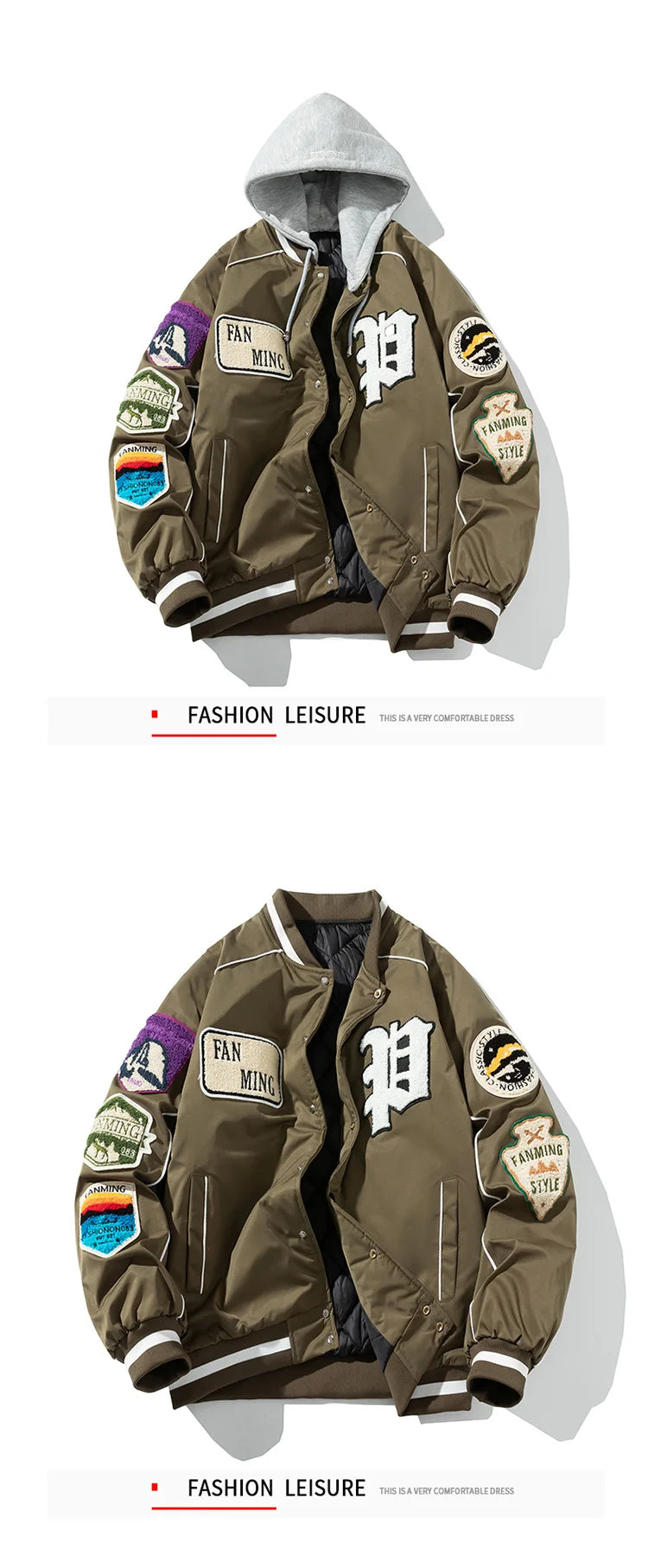 Winter Varsity Jacket Men Women Letter Badge American Baseball Jacket Street Fashion Hip Hop Coat Youth Couple Clothes Blue Red
