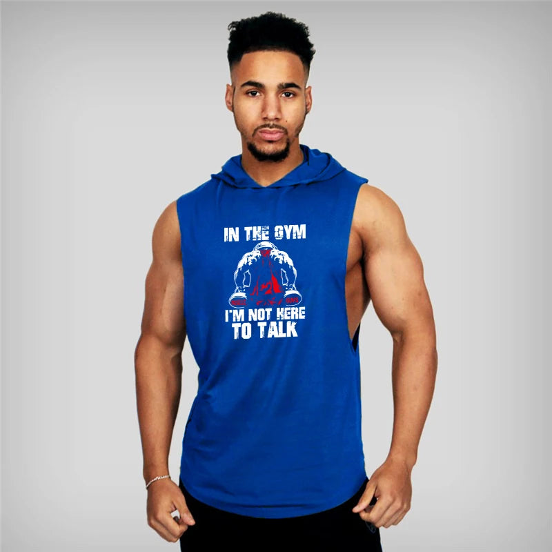 Mens Bodybuilding Hoodies Gym Fitness Running Sport Tank Tops Summer Cotton Breathable Pullover Hoody Casual Hip Hop T-shirts