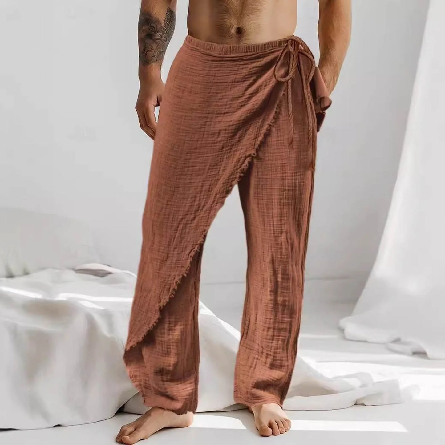 Men'S Casual Pants Men'S Breathable Loose Beach Cotton Patch Men Elastic Camping Hiking Fishing Climbing Outdoor Sports Trousers