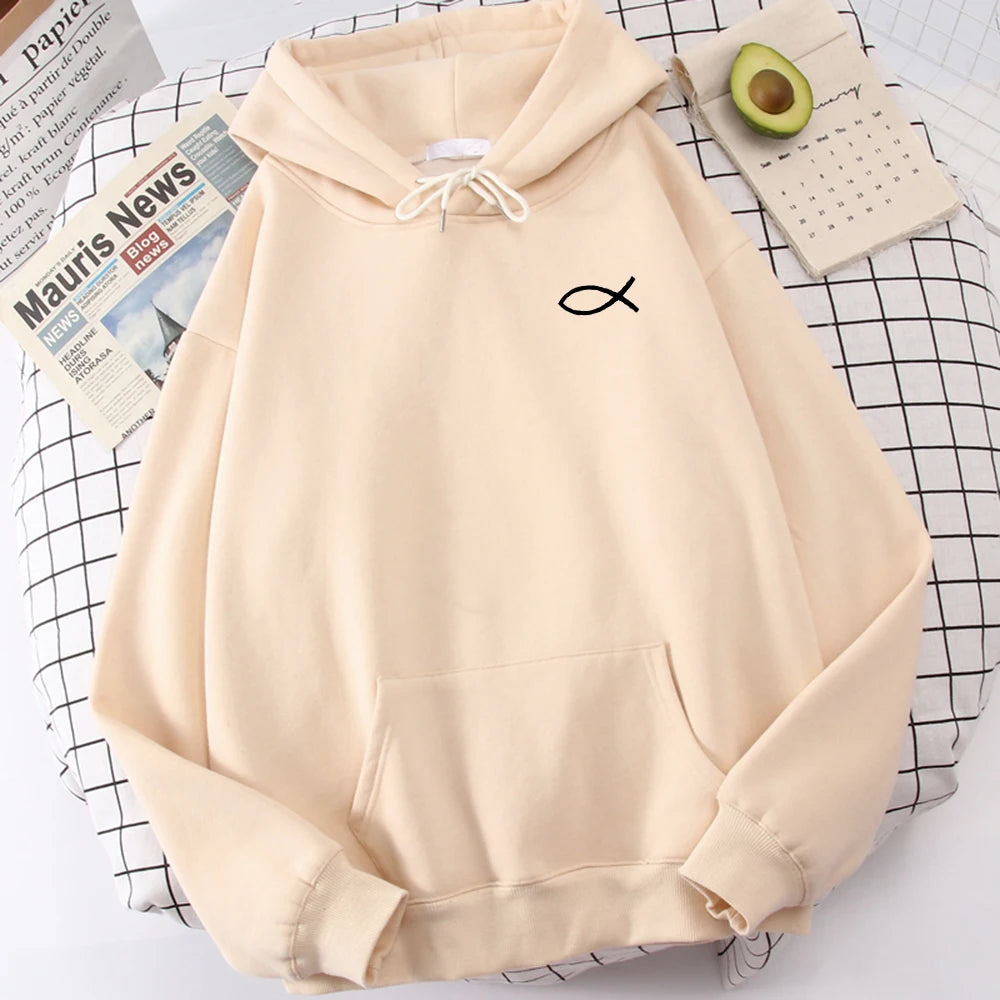 Christian Jesus Fish Print hoodies Sweatshirt Men Hipster winter fleecing Hooded Cartoon Casual Autumn Hoodie Loose Unisex Tops