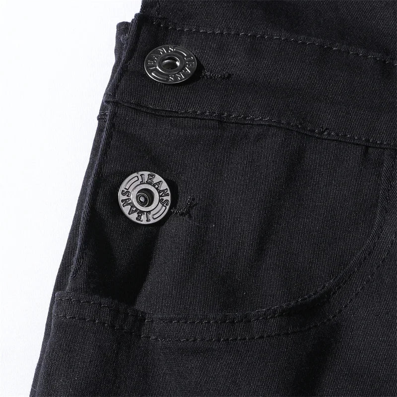 Fashion Youth Strap Pants Streetwear Male Slim Fit Splicing Pocket Straight Trousers Four Seasons Daily Casual Men's Clothing 23