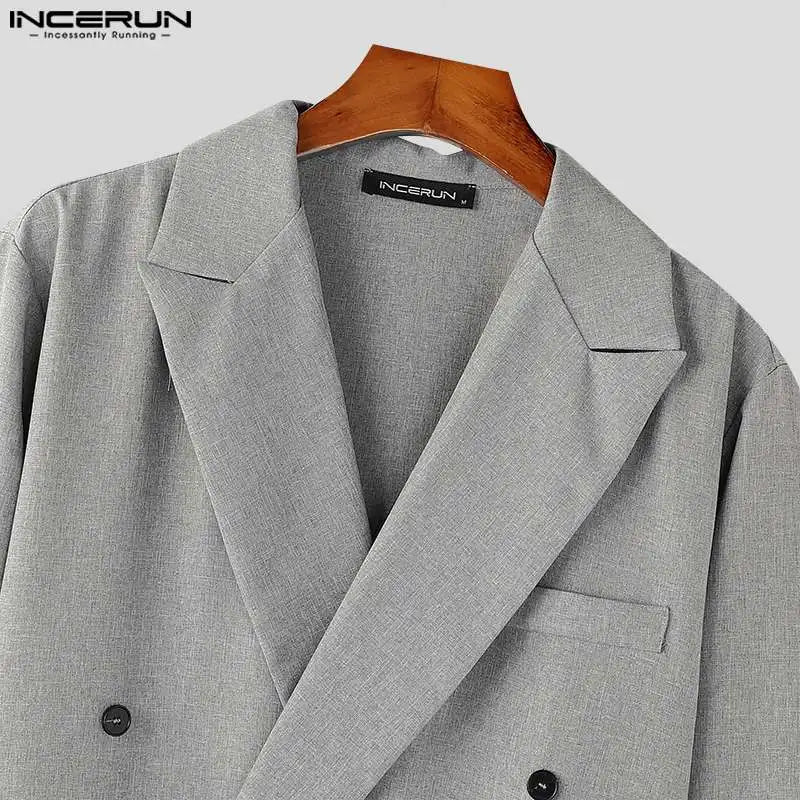 American Style Fashion Jumpsuit Casual Men's Suit Neck Double Breasted Jumpsuits Long Sleeved Casual Rompers S-5XL
