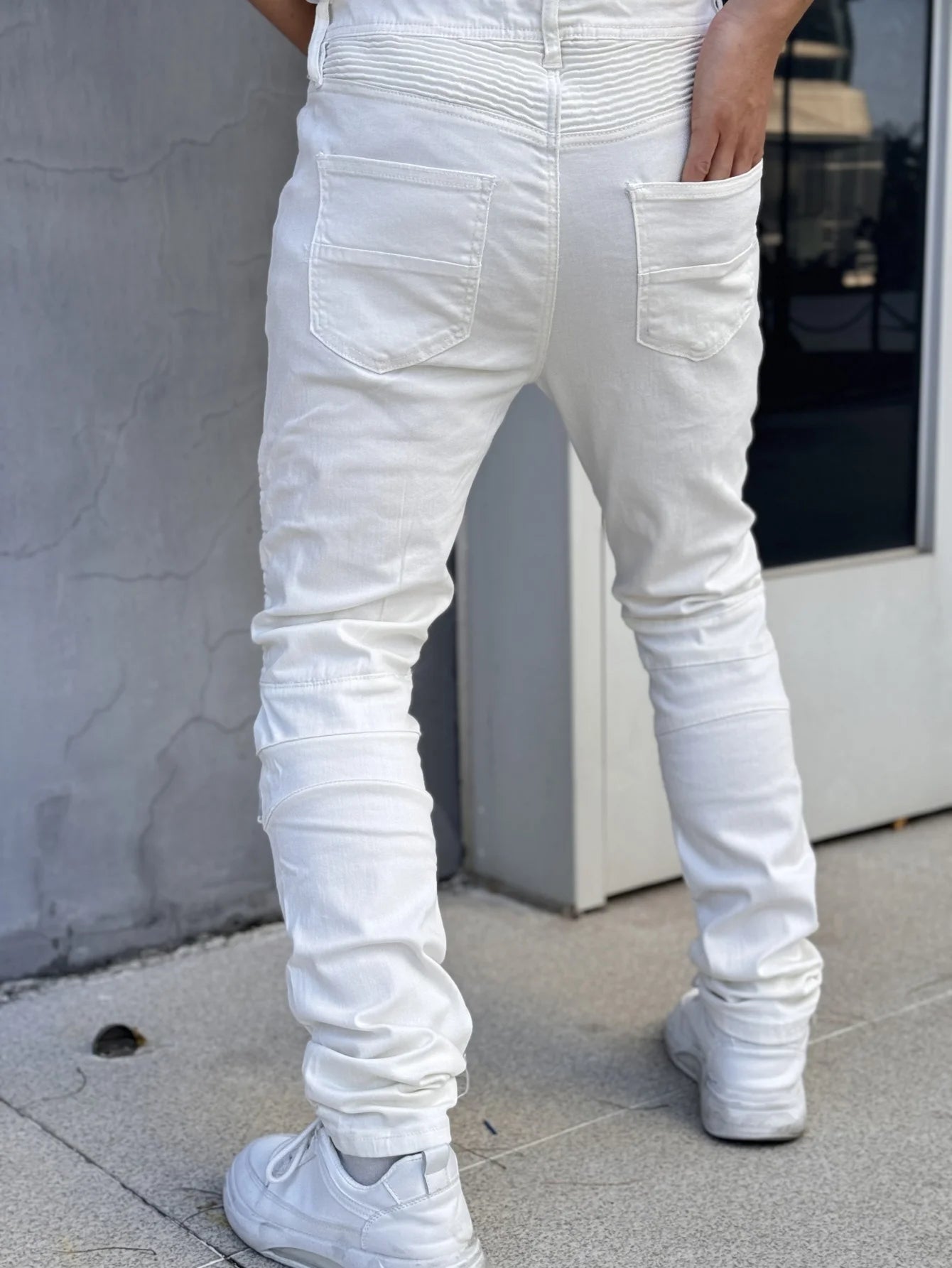 Fashionable Men's Jeans Cool and Stylish Hip Hop Style Casual Pants White Cotton Blended Fabric Breathable and Comfortable