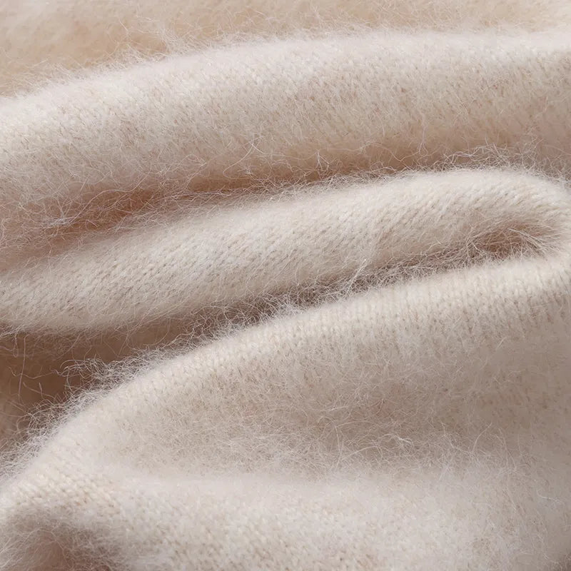 Men's 100% Pure Mink Cashmere Sweater V-neck Pullover Knit Bottoming Shirt Autumn And Winter New Long-Sleeve High-End Mink Tops