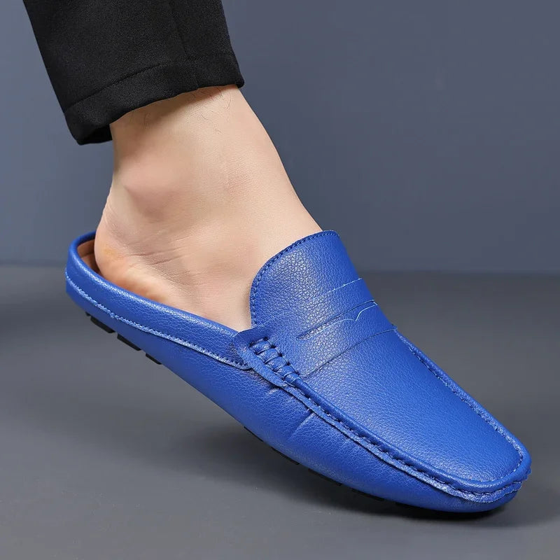 YRZL Loafers Men Handmade Summer Slip on Half Shoes for Men Non Slip Slippers Casual Comfortable Breathable Man Sandals