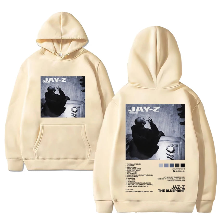 Hot Rapper Jay-z Album Print Hoodie Unisex Autumn Winter Hip Hop vintage streetwear Men Women oversized Fleece Loose Sweatshirt