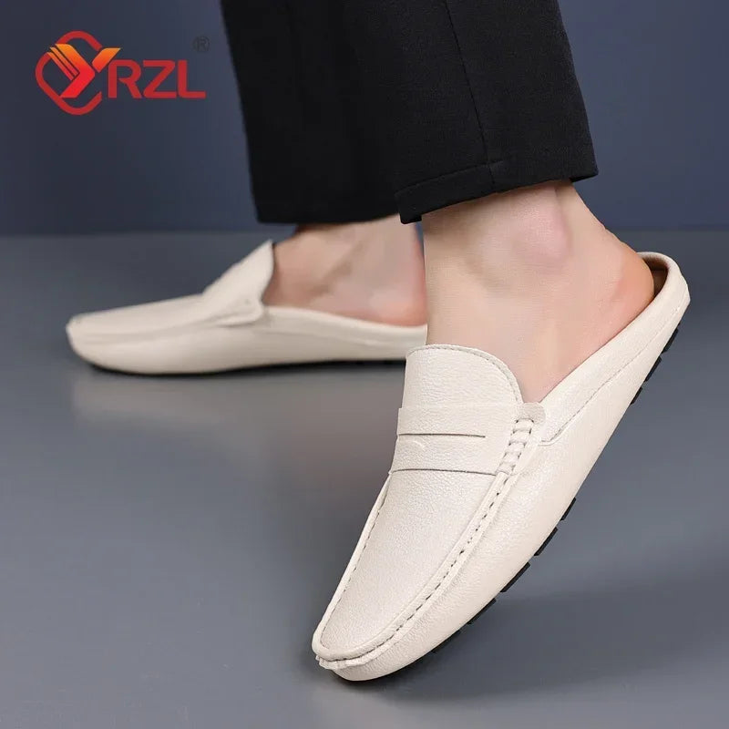 YRZL Loafers Men Handmade Summer Slip on Half Shoes for Men Non Slip Slippers Casual Comfortable Breathable Man Sandals