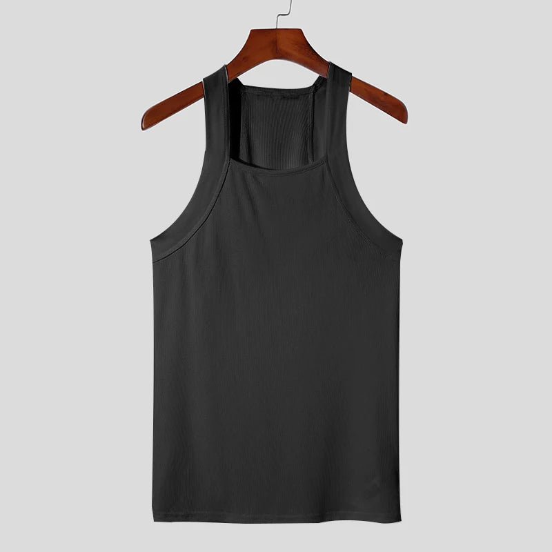 New Fashion Sports Tank Tops Men's Solid Color O-neck Sleeveless T-shirt Skinny Gym Streetwear Casual Vests Party Clothing S-5XL