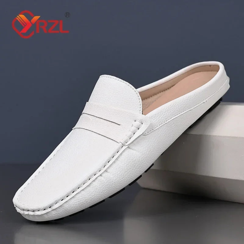 YRZL Loafers Men Handmade Summer Slip on Half Shoes for Men Non Slip Slippers Casual Comfortable Breathable Man Sandals