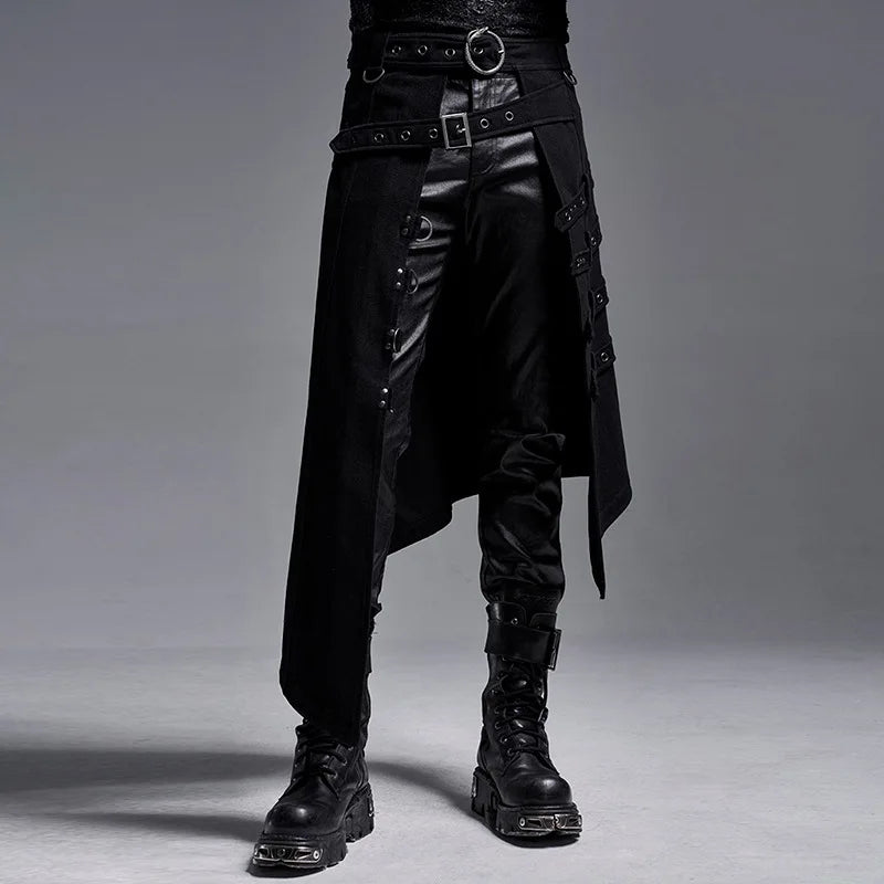 Gothic Men's Half Skirt Jacquard Steampunk Stylish Kilt Open Front Harujuku Burlesque Fringe Traditional Skirts