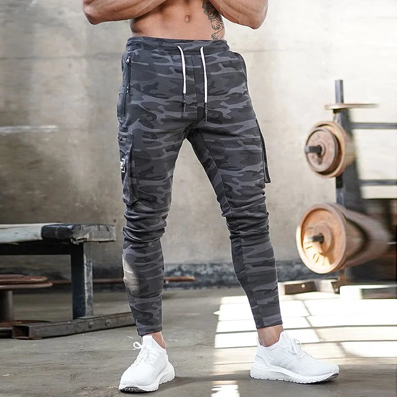 Men's Gym Fitness Multi-Pocket Workout Training Pants Cotton Jogging Sweatpants Camouflage Men Fashion Training Trousers