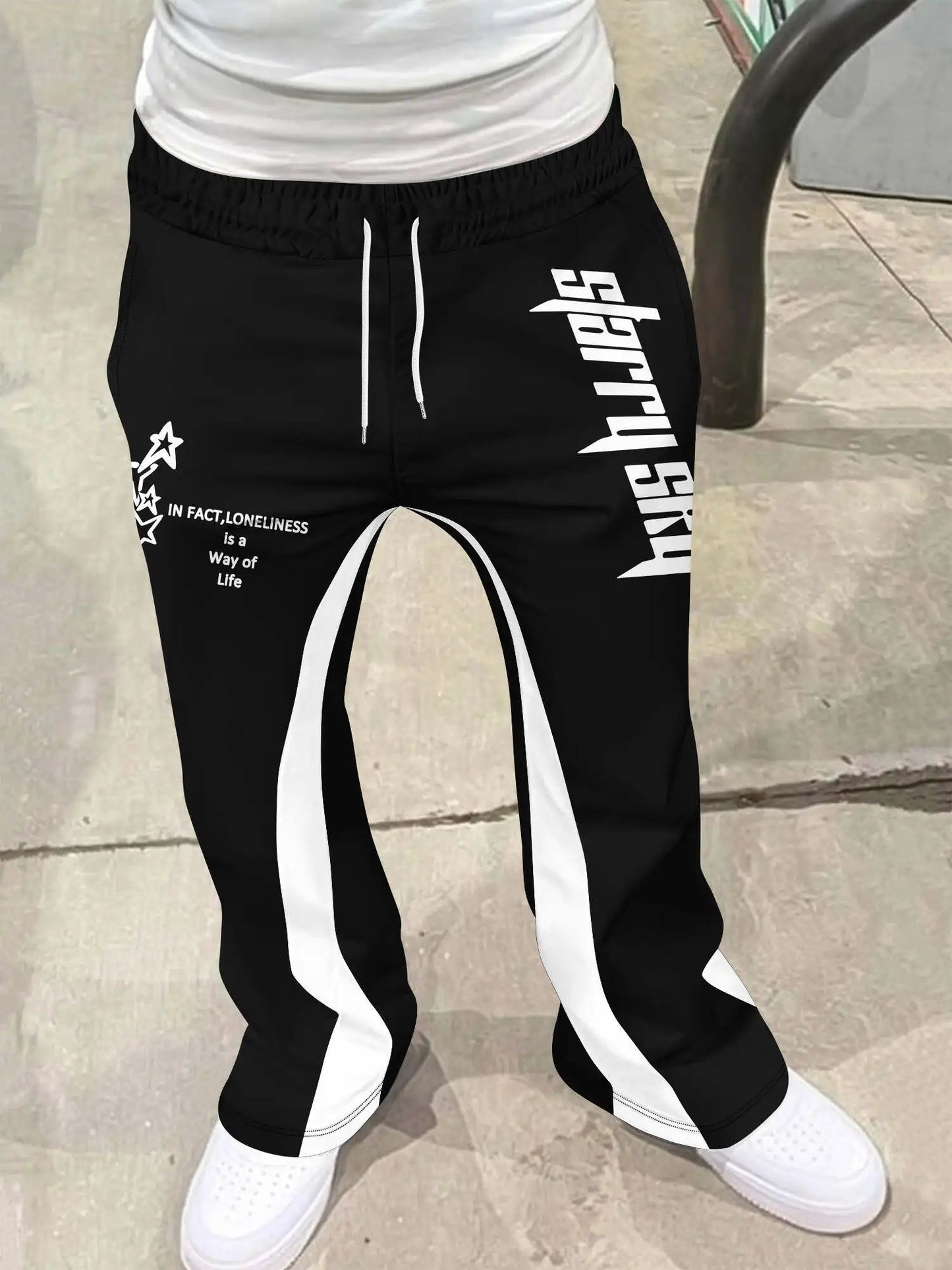 Y2k Flared Pants Men Loose 3D Print Trousers Casual Sweatpants Mid Waist Sporty Female Clothes Streetwear Hip Hop Vintage Pants