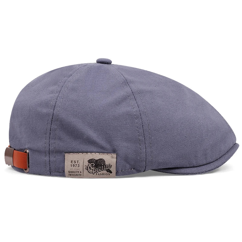 New Men's Vintage Linen Fashion Hip Hop Solid Beret Side Label 1973 Women's Hat Vintage Beanie Crowd Style Sun Beret