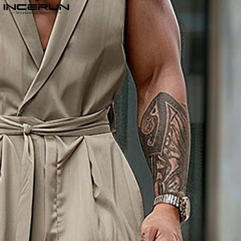 American Style Fashion Jumpsuits Men's Simple Solid All-match Rompers Streetwear Hot Sale City Walk Bodysuits S-5XL