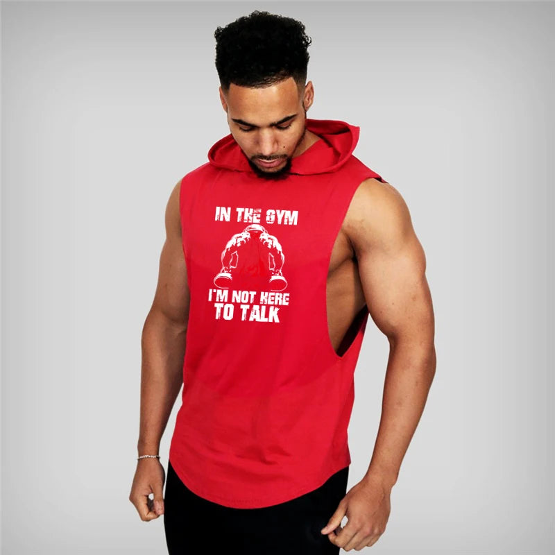Mens Bodybuilding Hoodies Gym Fitness Running Sport Tank Tops Summer Cotton Breathable Pullover Hoody Casual Hip Hop T-shirts