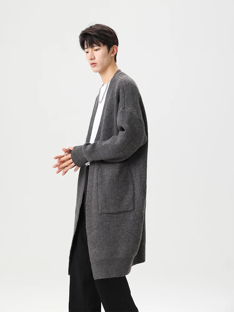 Mens Cardigan Sweater Long Autumn Winter Sweaters Knited Open Front with Deep Pockets Soft Touch 2024 Long Cardigan Coats Men