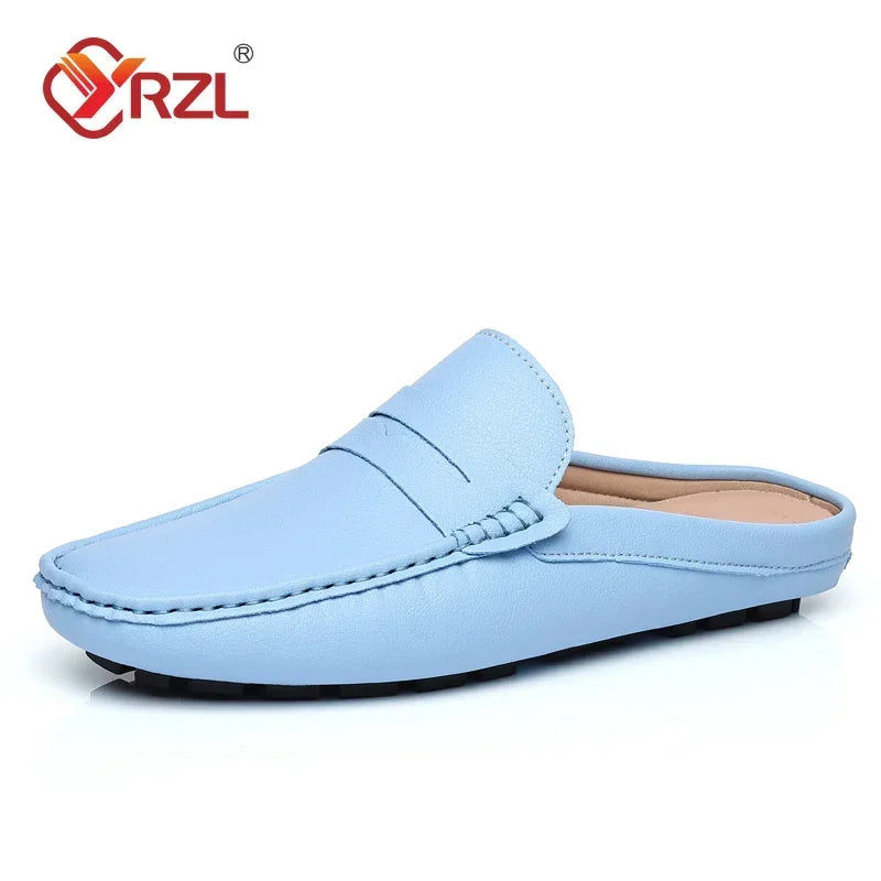 YRZL Loafers Men Handmade Summer Slip on Half Shoes for Men Non Slip Slippers Casual Comfortable Breathable Man Sandals