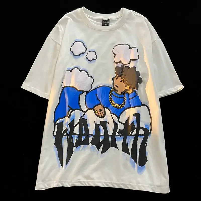 printed 100℅ cotton plus size top men clothing streetwear harajuku fashion graphic t shirts oversized anime tees funny women