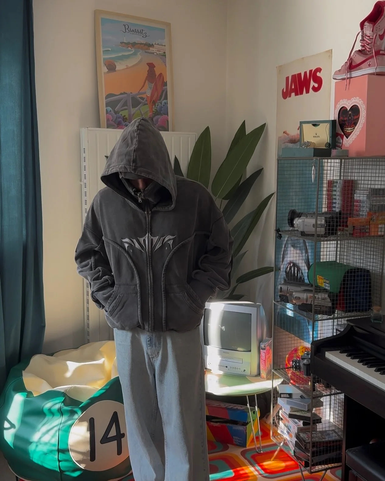 Y2K Ninja Hoodie Gothic Trendy Double Hat Design Functional Streetwear Vintage High Street Men Women Oversized Casual Pullover