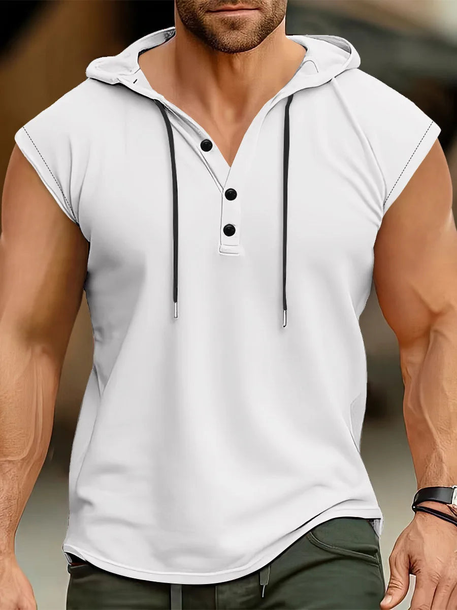 Summer Men's Tank Top Europe And The United States Men's Hooded Jumper Men Casual Sports Thin Breathable Sleeveless Vest Tops