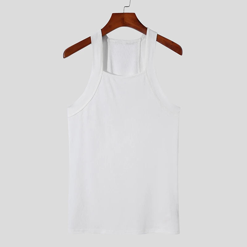 New Fashion Sports Tank Tops Men's Solid Color O-neck Sleeveless T-shirt Skinny Gym Streetwear Casual Vests Party Clothing S-5XL