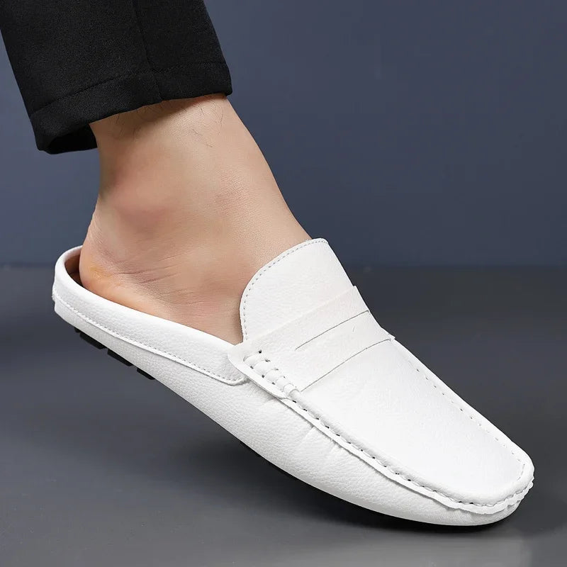 YRZL Loafers Men Handmade Summer Slip on Half Shoes for Men Non Slip Slippers Casual Comfortable Breathable Man Sandals