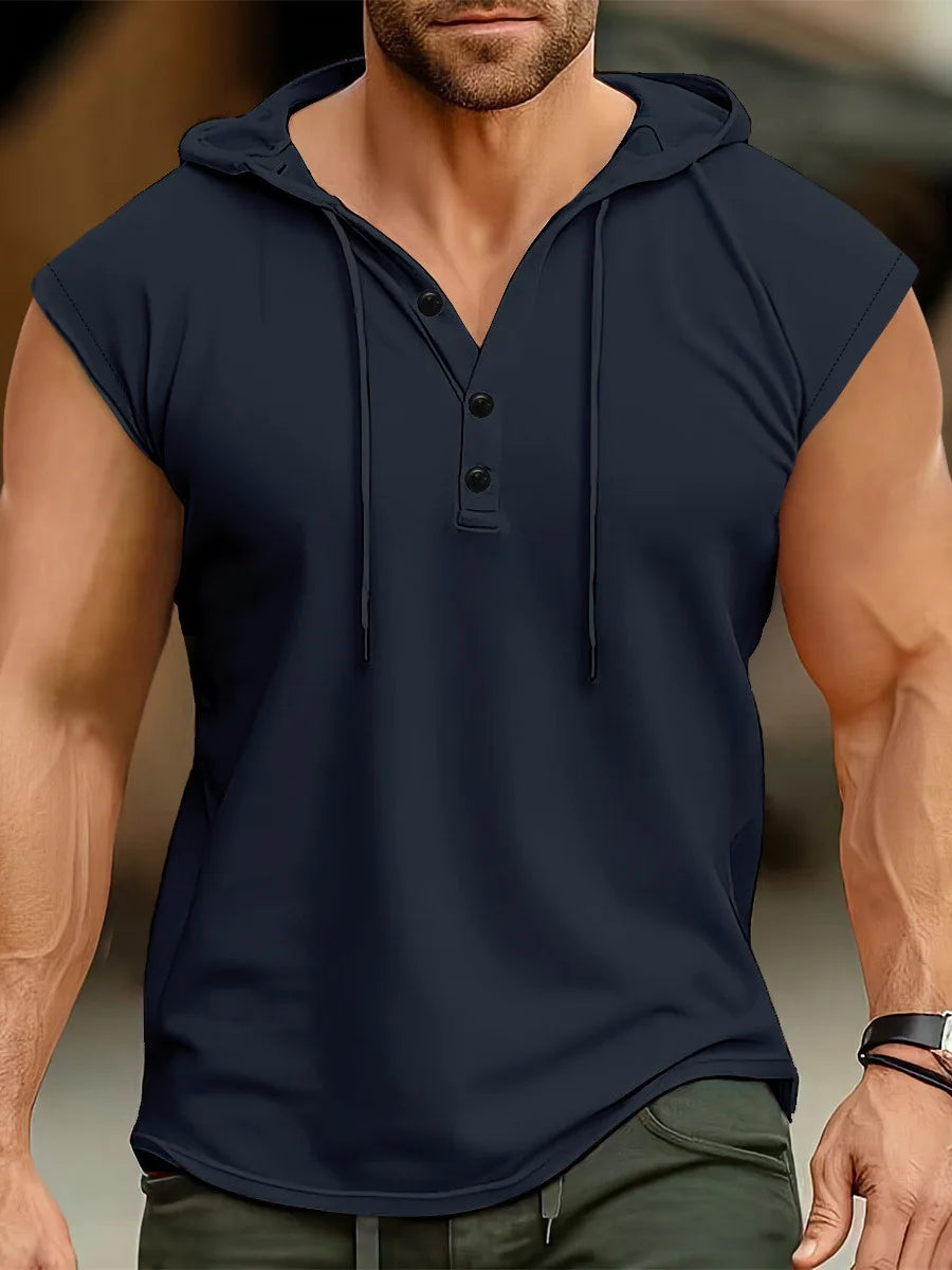 Summer Men's Tank Top Europe And The United States Men's Hooded Jumper Men Casual Sports Thin Breathable Sleeveless Vest Tops
