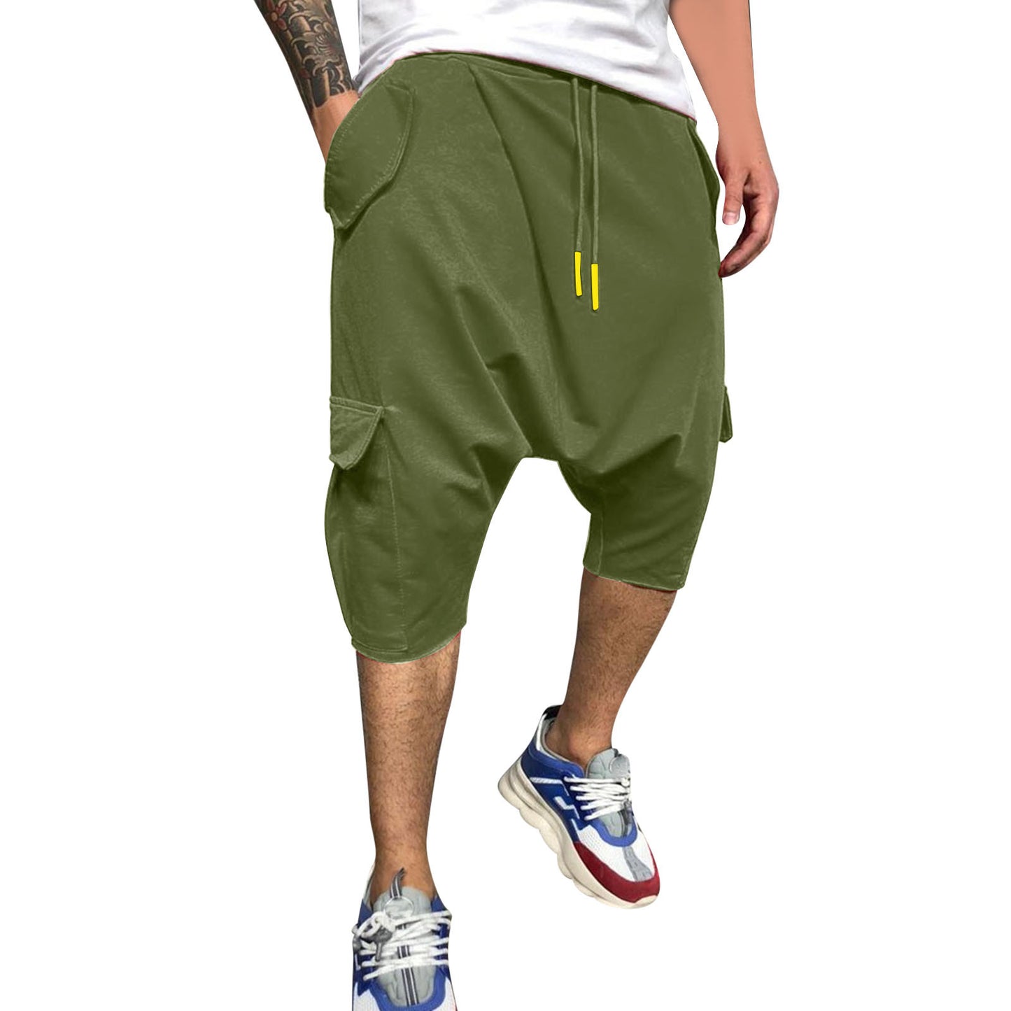 Casual Sweatpants For Men Hip Hop Trend In Europe America Loose Solid Street Sports Harlan Cropped Trousers Men'S Clothing